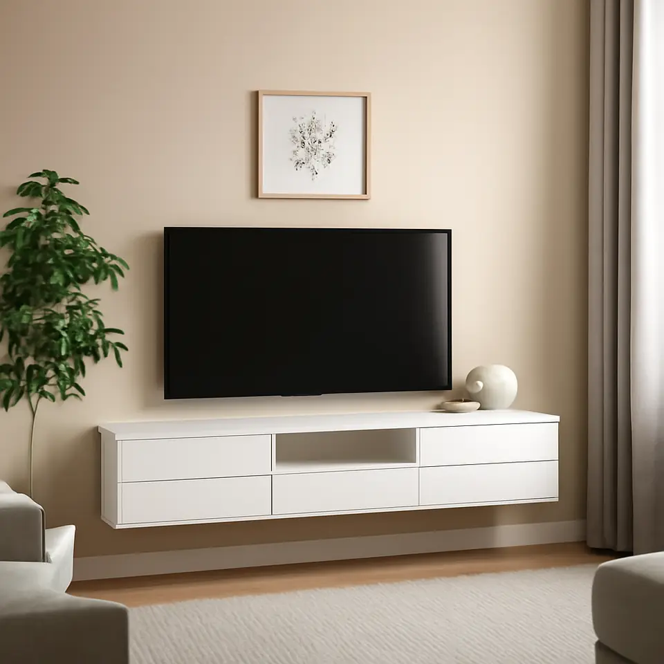 Møbelmontering EKET Medieopbevaring, kombination, hvid, 210x35x35 cm | Professionel Møbelmontør