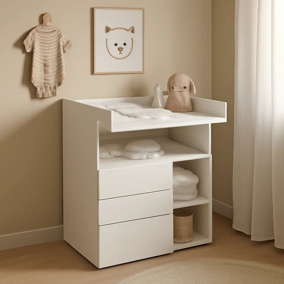 Møbelmontering SMÅSTAD Puslebord, hvid hvid/med 3 skuffer, 90x79x100 cm | Samling af Møbler i Rødovre & Kbh