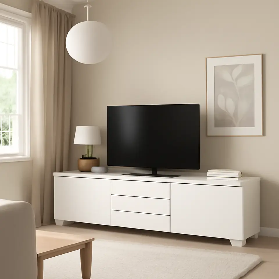 Møbelmontering BESTÅ BURS Tv-bord, højglans hvid, 180x41x49 cm | Billig & Hurtig i København