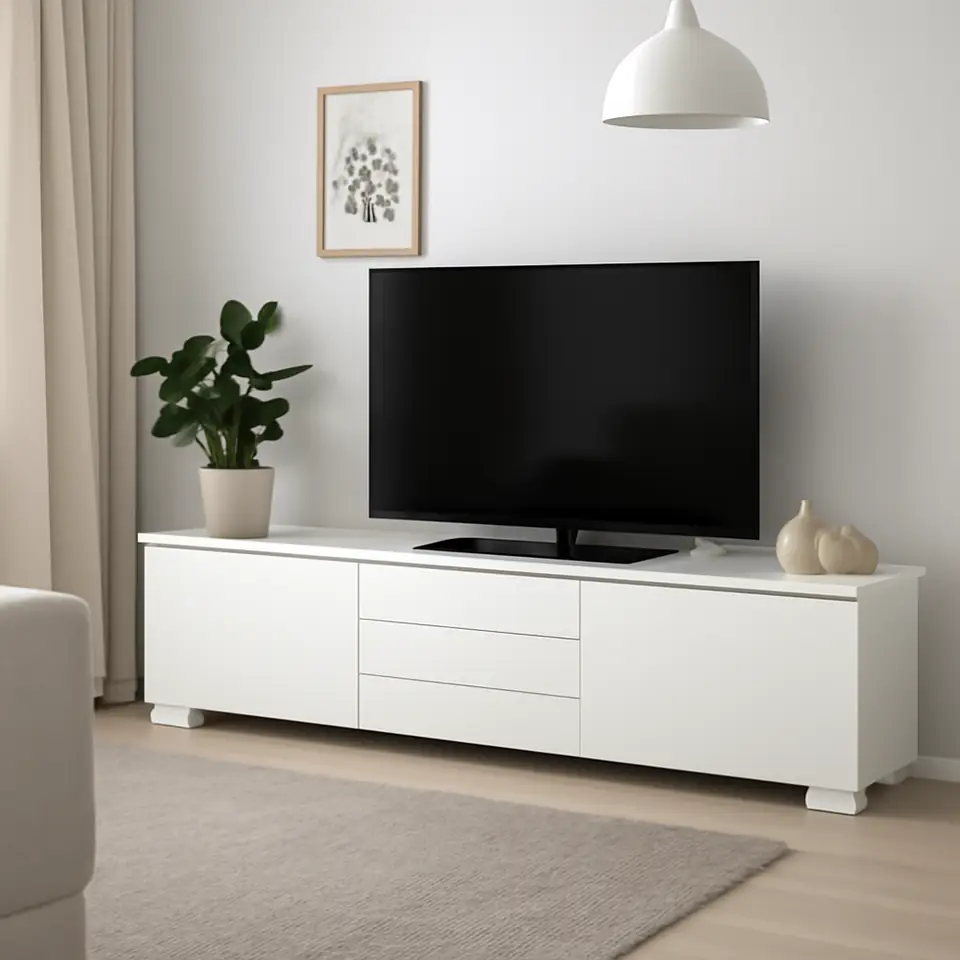 Møbelmontering BESTÅ BURS Tv-bord, højglans hvid, 180x41x49 cm | Billig & Hurtig i København