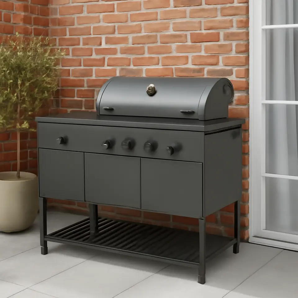Møbelmontering BÅTSKÄR Gasgrill med sidebrænder, udendørs/mørkegrå, 120×60 cm | Fast Pris i Storkøbenhavn