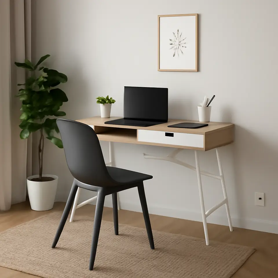 Møbelmontering Skrivebord ABBETVED 48×120 lys egefarve/hvid | Professionel Møbelmontør