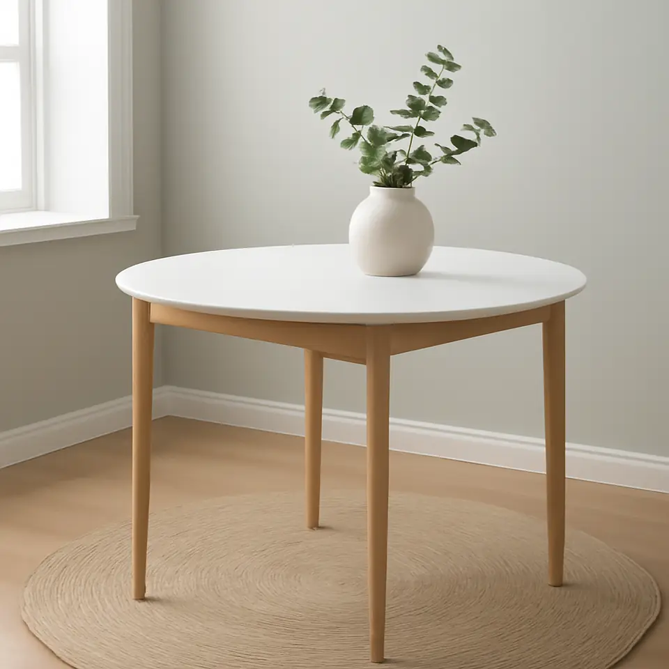 Møbelmontering Spisebord MARSTRAND Ø110/110×200 hvid/natur | Professionel Møbelmontør