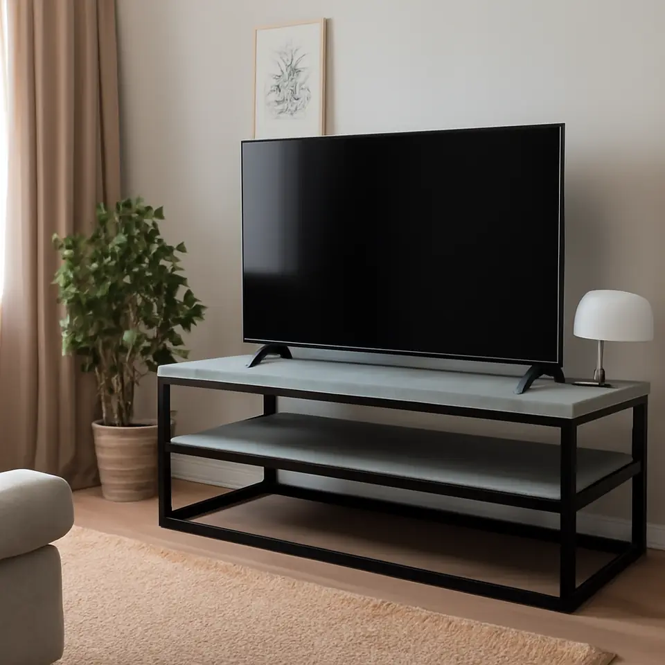 Møbelmontering TV-bord DOKKEDAL 1 hylde betonfarve/sort | Samling af Møbler i Rødovre & Kbh