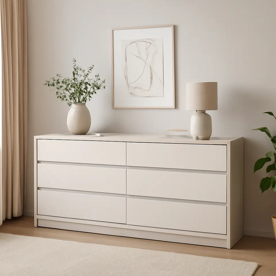 Møbelmontering Kommode BILLUND 3+3 travertinfarve/beige | Samling af Møbler i Rødovre & Kbh