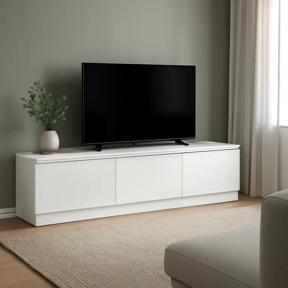 Møbelmontering TV-bord LIMFJORDEN 2 skuffer 1 låge hvid | Billig & Hurtig i København