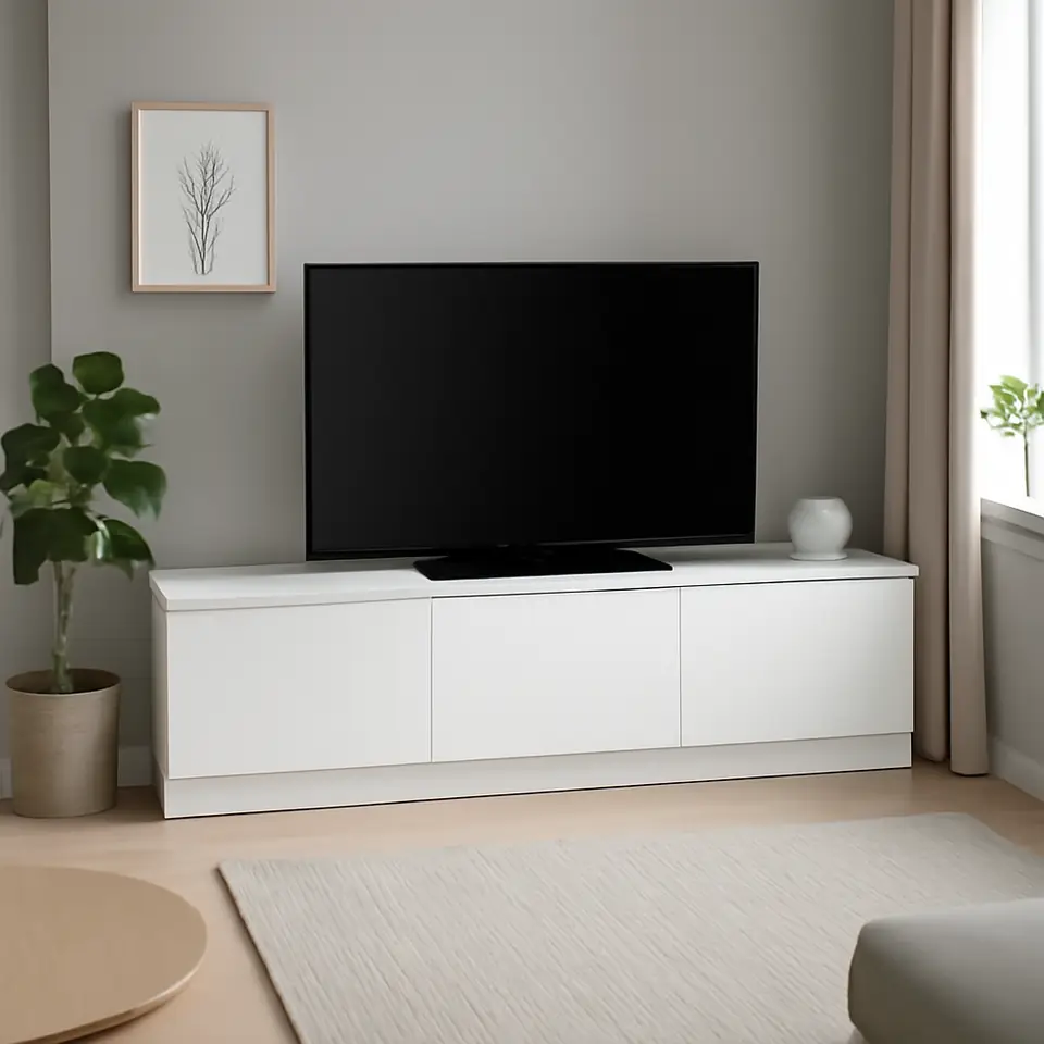Møbelmontering TV-bord LIMFJORDEN 2 skuffer 1 låge hvid | Professionel Møbelmontør