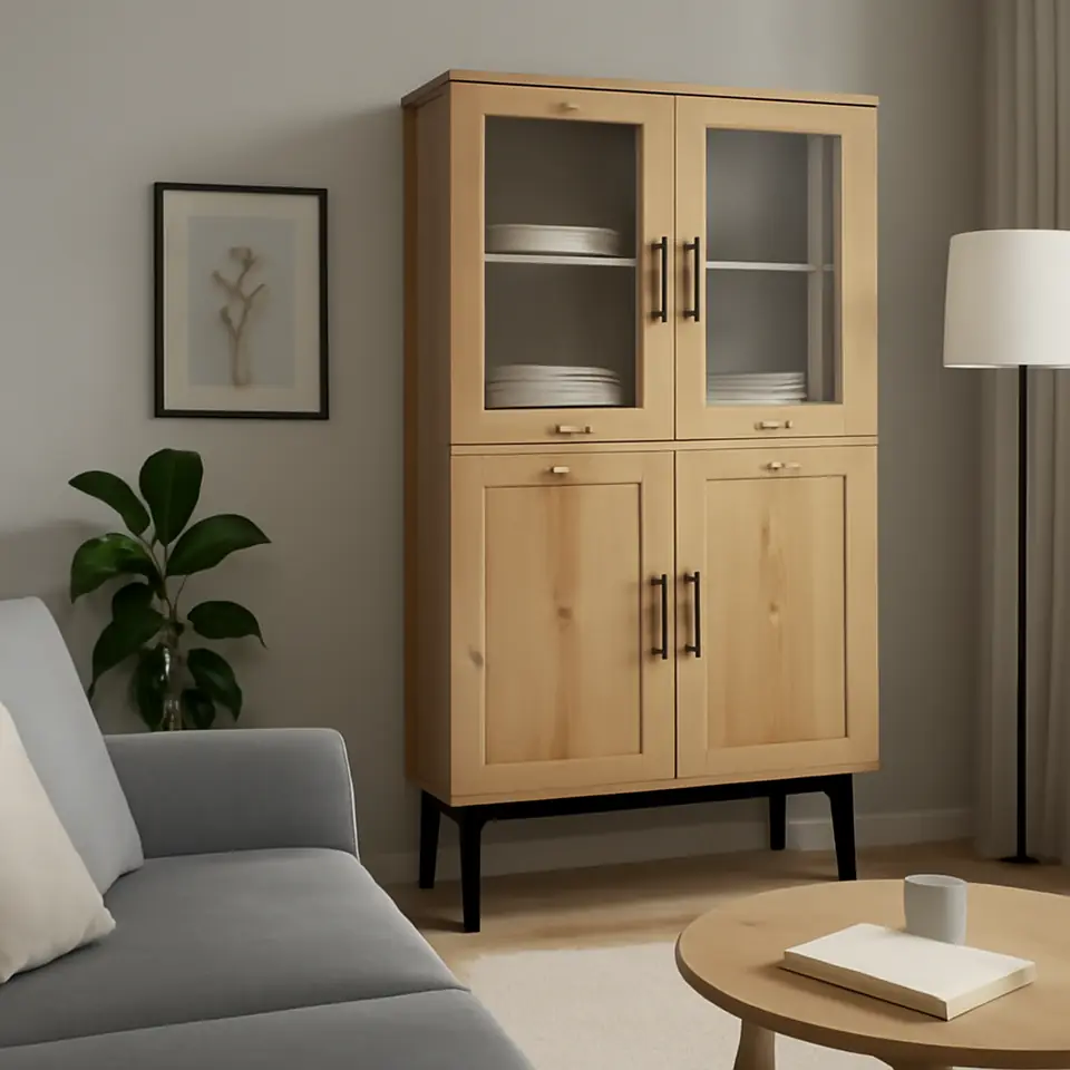 Møbelmontering Vitrine SANDBY 2 låger natur eg/sort | Samling af Møbler i Rødovre & Kbh