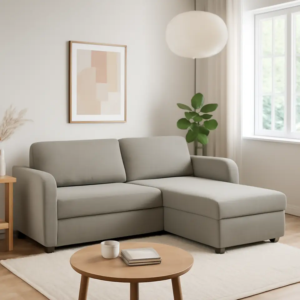 Møbelmontering Sovesofa chaiselong MOMMARK beige stof | Få et tilbud i dag