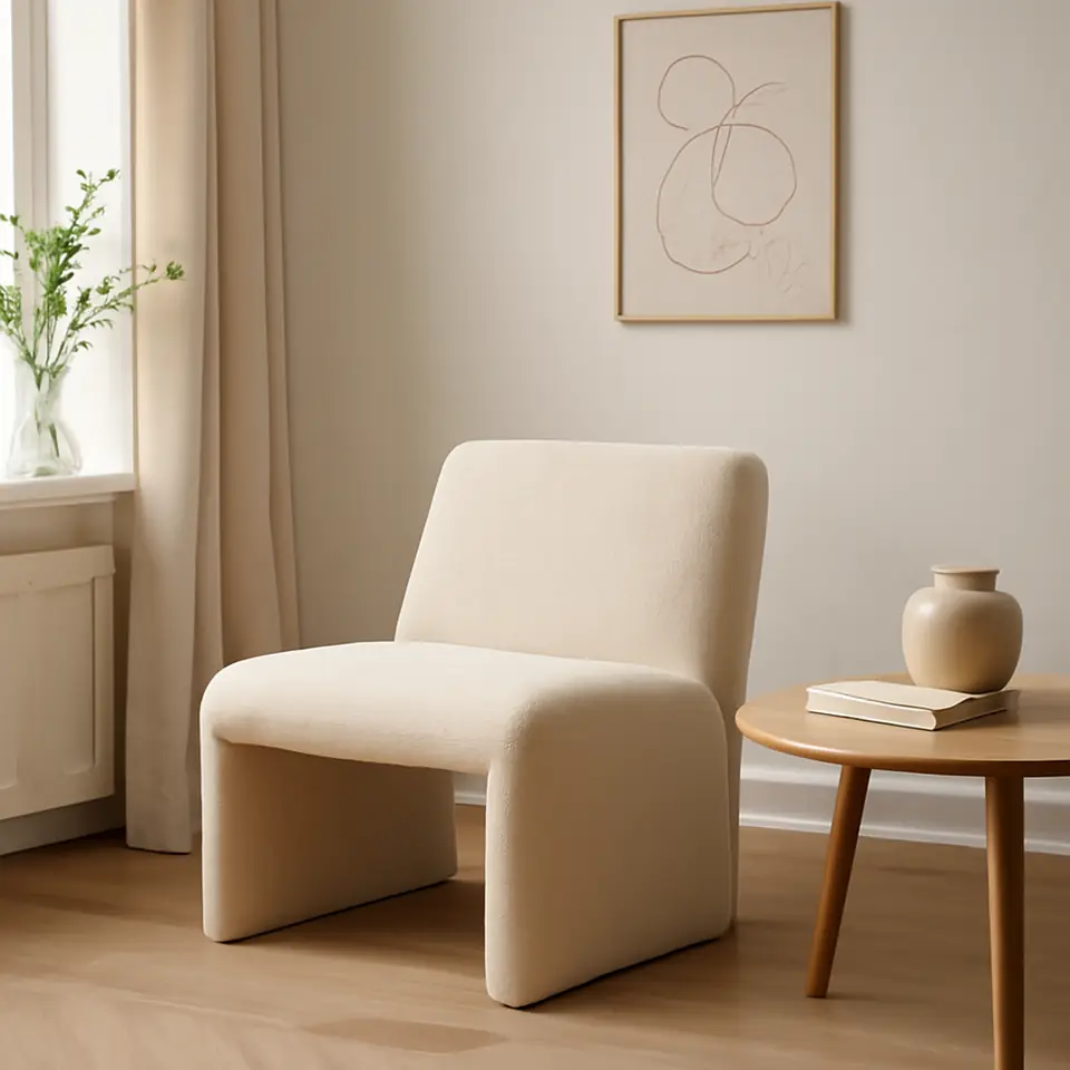 Møbelmontering Loungestol BULLERUP råhvid teddy | Professionel Møbelmontør