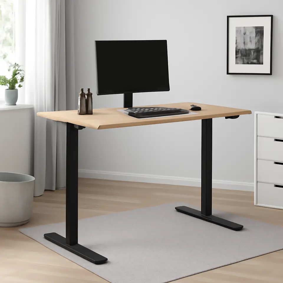 Møbelmontering Hæve sænkebord SVANEKE 70×140 egefarve/sort | Samling af Møbler i Rødovre & Kbh