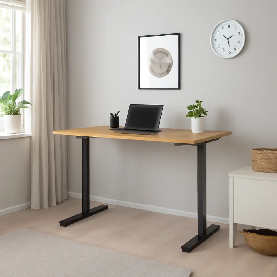 Møbelmontering Hæve sænkebord SVANEKE 70×140 egefarve/sort | Professionel Møbelmontør