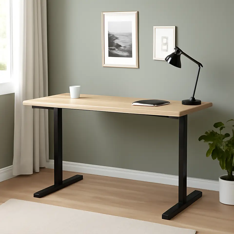 Møbelmontering Hæve sænkebord SVANEKE 80×160 egefarve/sort | Professionel Møbelmontør
