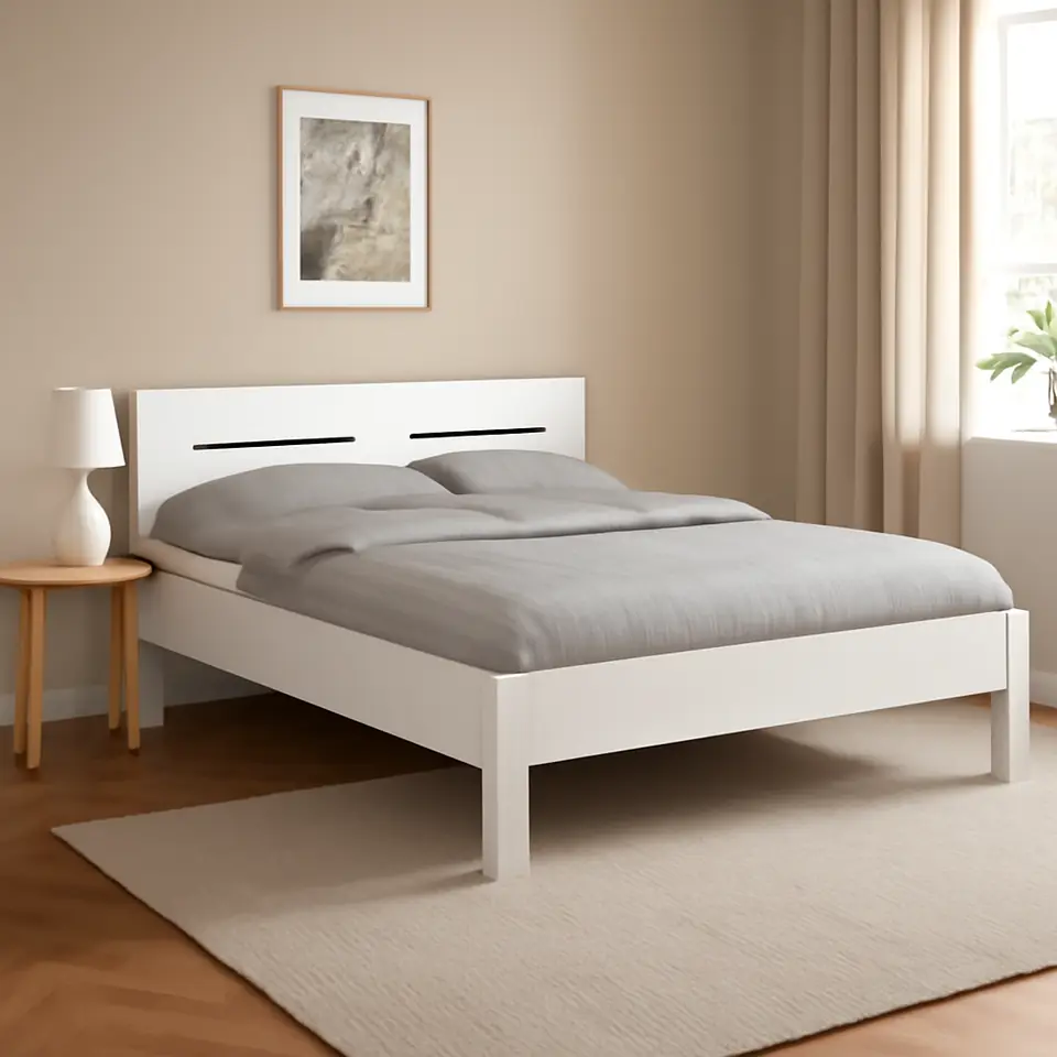 Møbelmontering Sengeramme OLSKER 140×200 hvid | Professionel Møbelmontør