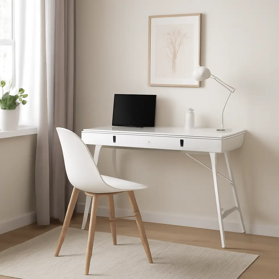 Møbelmontering Skrivebord LINDVED 48×120 2 skuffer hvid | Få et tilbud i dag