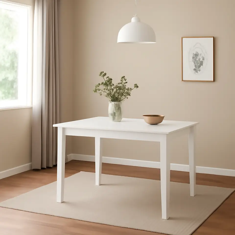Møbelmontering Spisebord KIRKEBY 80×130/220 hvid | Billig & Hurtig i København