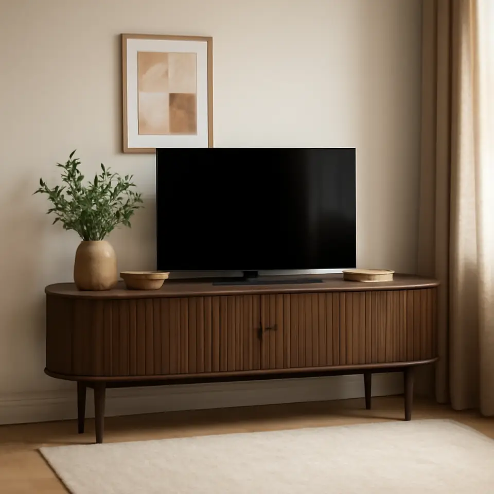 Møbelmontering TV-bord LYNGVIG 160cm 2 jalousilåger mørk eg | Få et tilbud i dag
