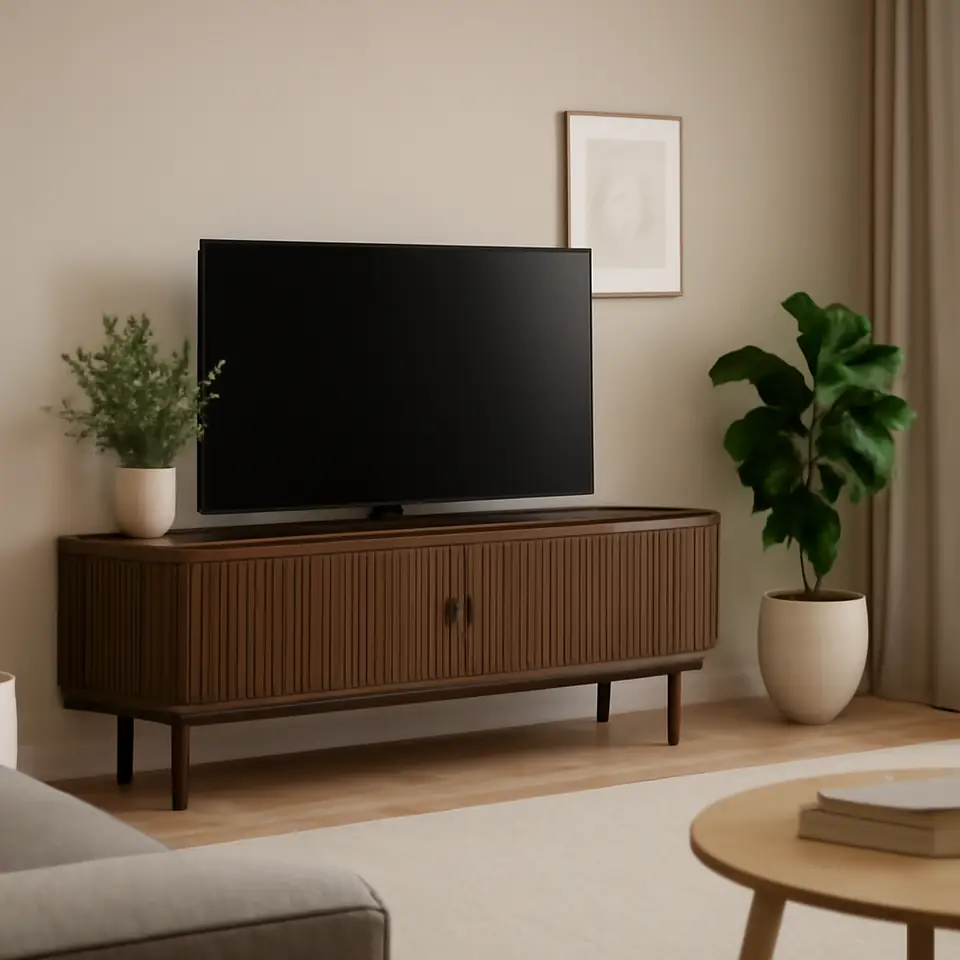 Møbelmontering TV-bord LYNGVIG 160cm 2 jalousilåger mørk eg | Billig & Hurtig i København