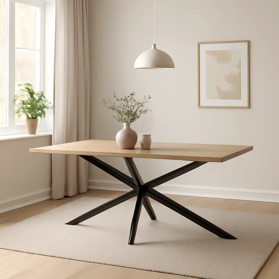 Møbelmontering Spisebord NORTOFT 95×200 varm egefarve/sort | Få et tilbud i dag