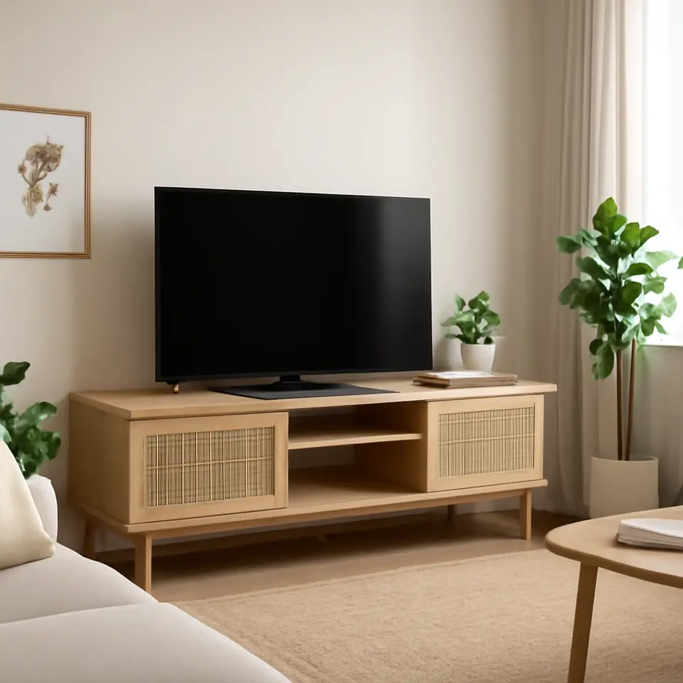 Møbelmontering TV-bord HALMSTAD 2 skydelåger varm egefarve | Samling af Møbler i Rødovre & Kbh