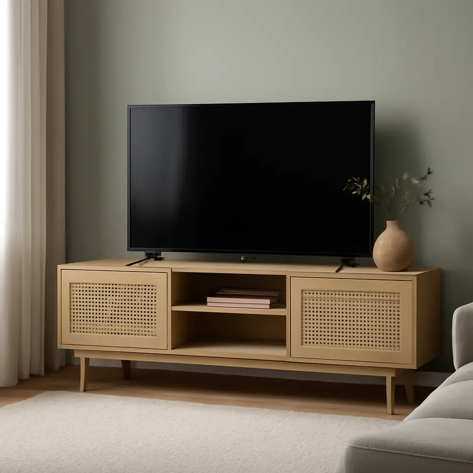 Møbelmontering TV-bord HALMSTAD 2 skydelåger varm egefarve | Samling af Møbler i Rødovre & Kbh