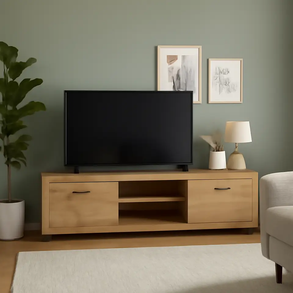 Møbelmontering TV-bord LINTRUP 2 låger vild natur egefarve | Billig & Hurtig i København