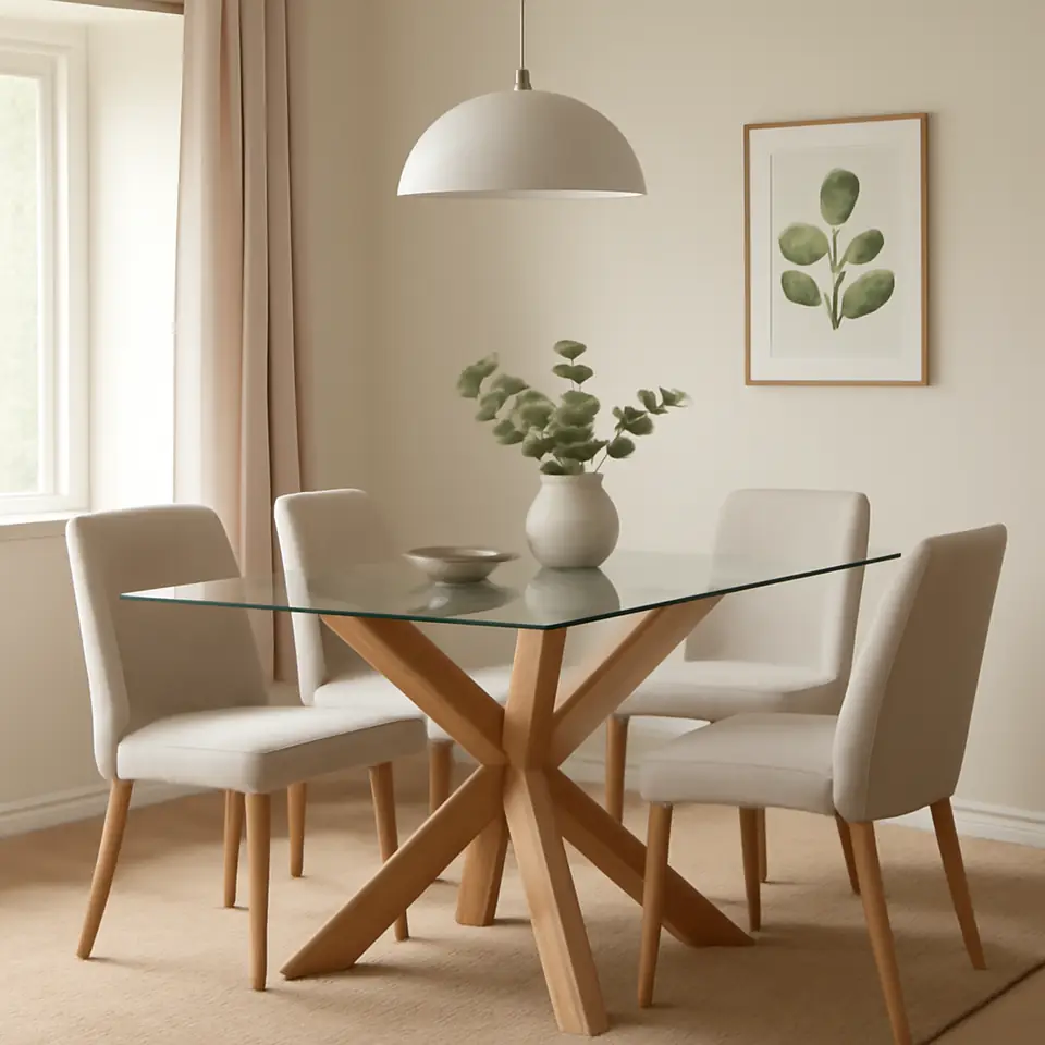 Møbelmontering Spisebord AGERBY 90×190 glas/natur eg | Professionel Møbelmontør