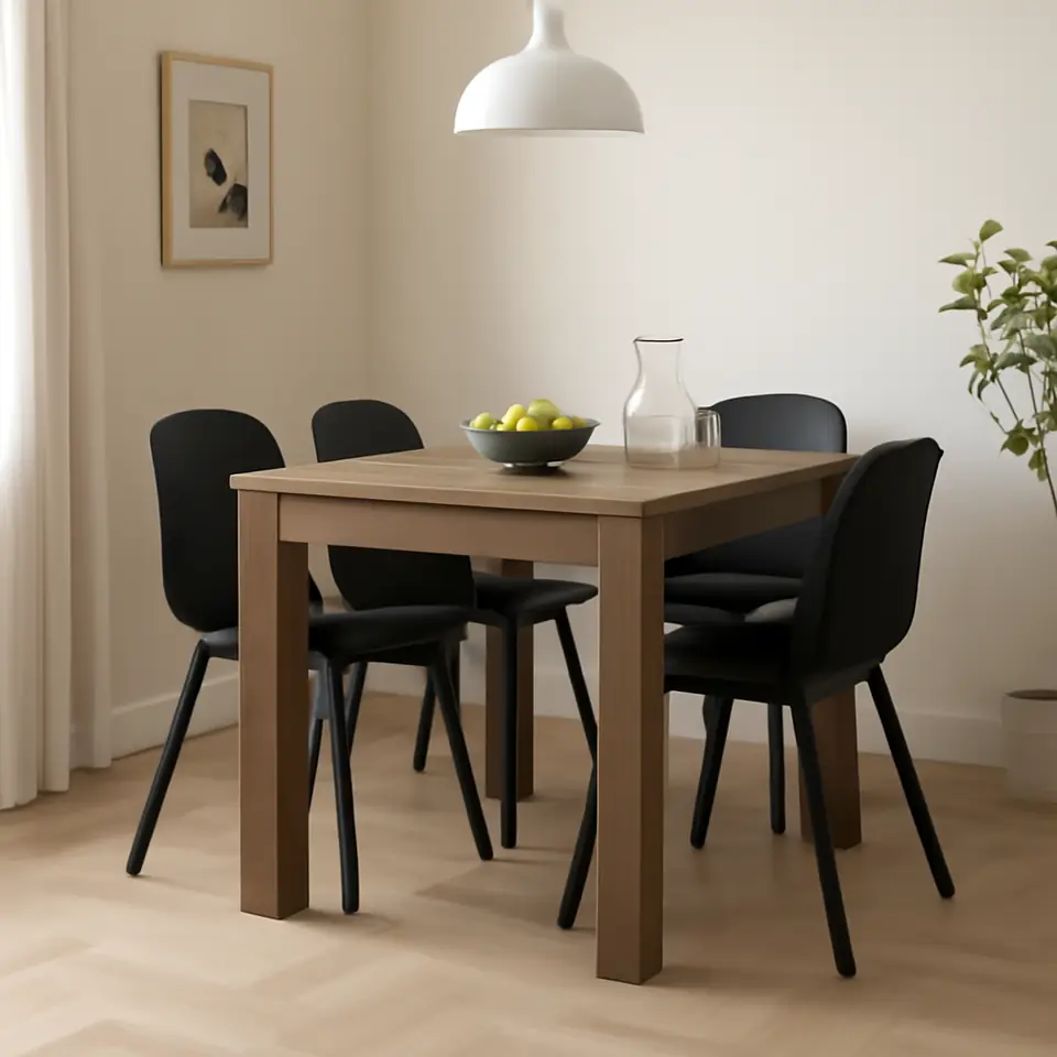 Møbelmontering Spisebord VEDDE 80×80/160 vild mørk eg | Fast Pris i Storkøbenhavn