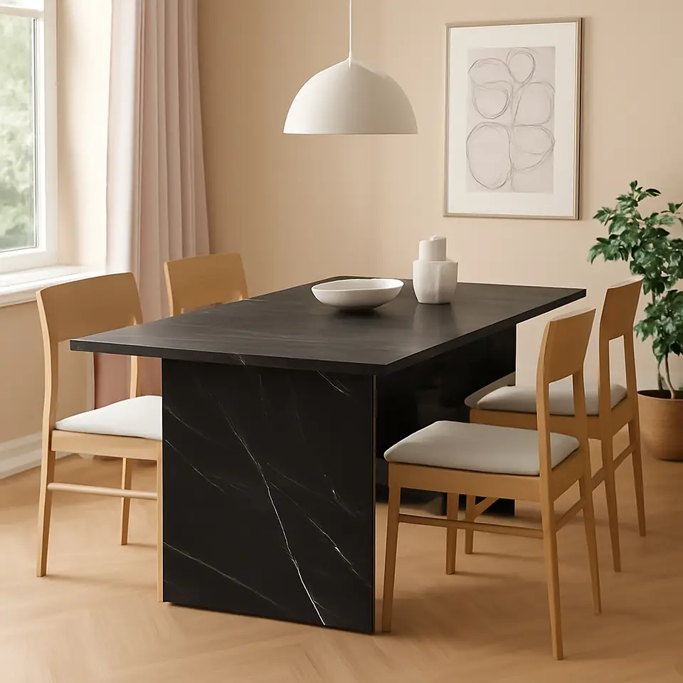 Møbelmontering Spisebord KRONDAL 90×180 marmorfarvet sort | Samling af Møbler i Rødovre & Kbh