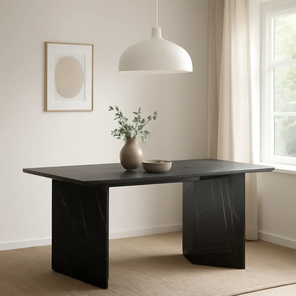 Møbelmontering Spisebord KRONDAL 90×180 marmorfarvet sort | Billig & Hurtig i København