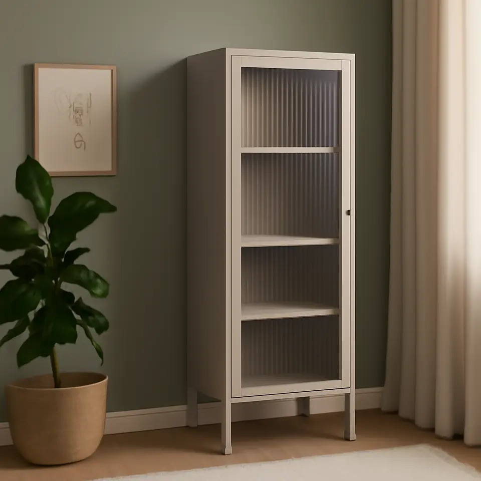 Møbelmontering Vitrine HOPTRUP 1 låge beige | Professionel Møbelmontør