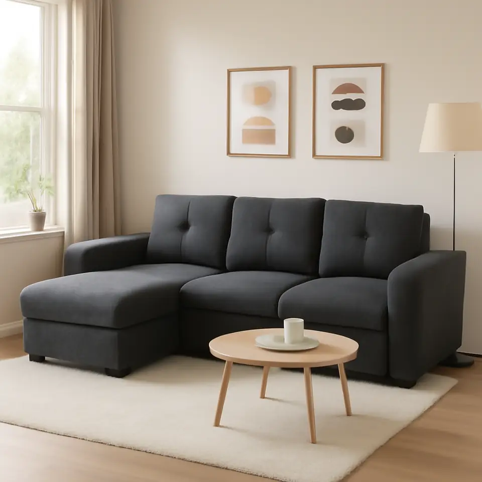 Møbelmontering Sovesofa chaiselong VEJLBY mørkegråt stof | Billig & Hurtig i København