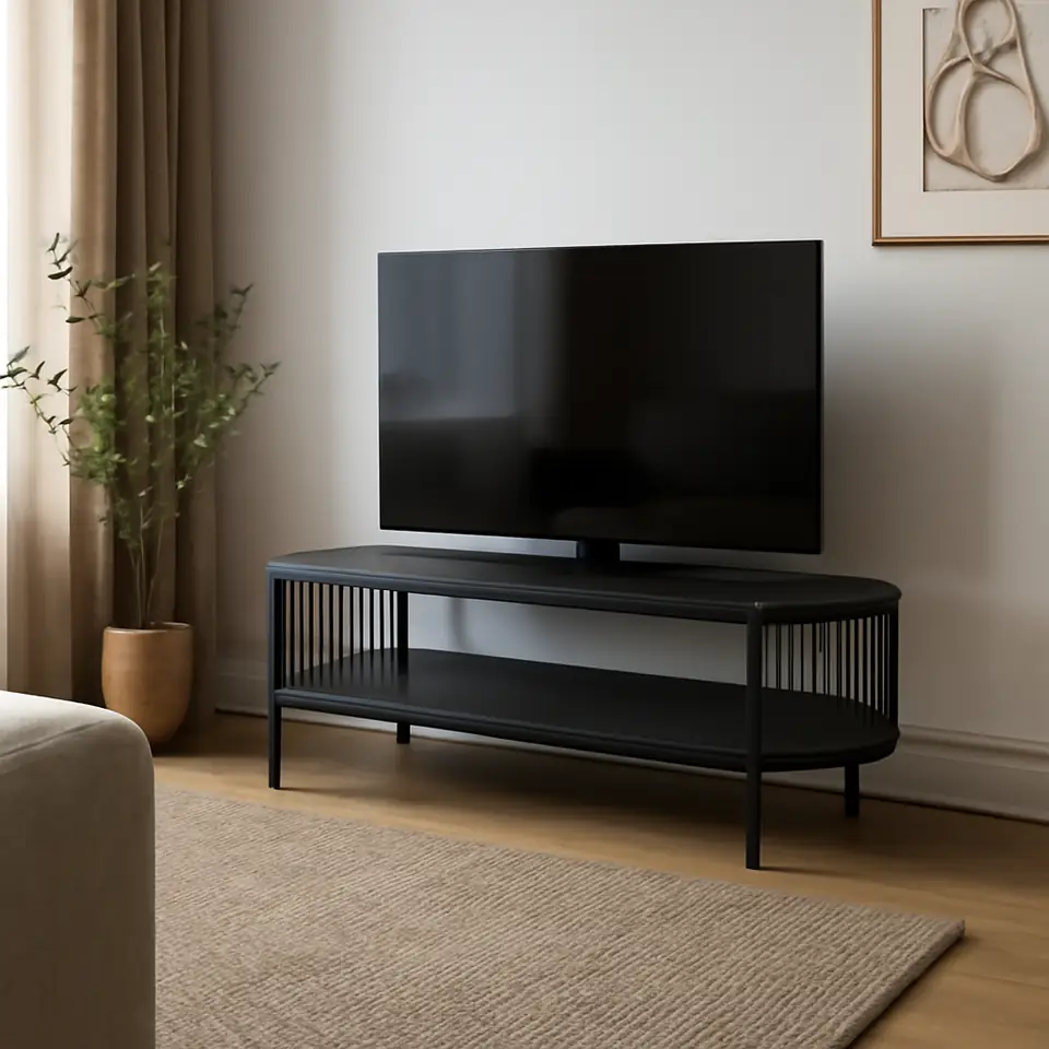 Møbelmontering TV-bord SNESLEV 1 hylde sort | Samling af Møbler i Rødovre & Kbh
