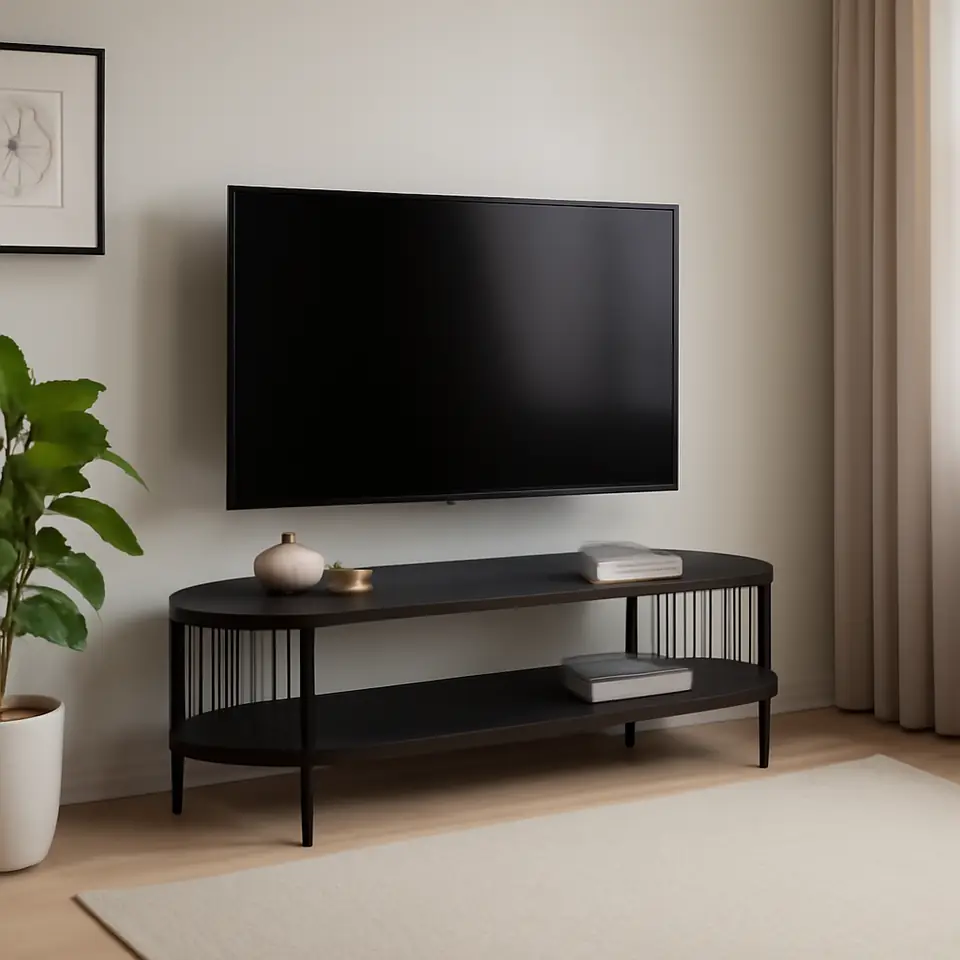 Møbelmontering TV-bord SNESLEV 1 hylde sort | Få et tilbud i dag