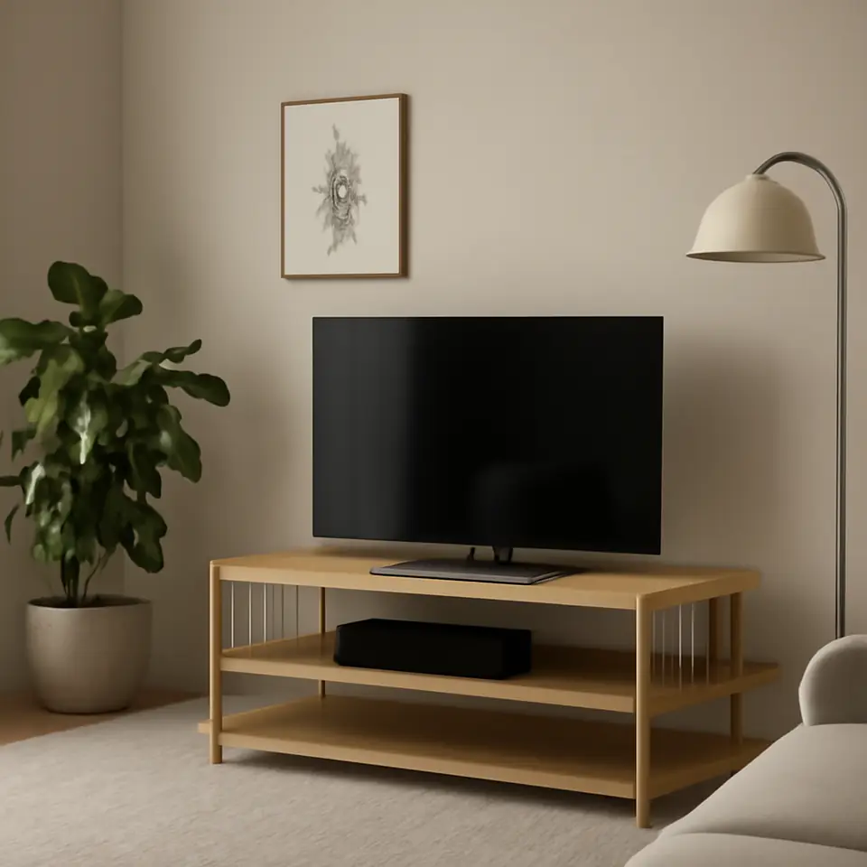 Møbelmontering TV-bord SNESLEV 1 hylde egefarve | Billig & Hurtig i København