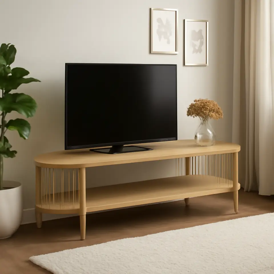 Møbelmontering TV-bord SNESLEV 1 hylde egefarve | Billig & Hurtig i København