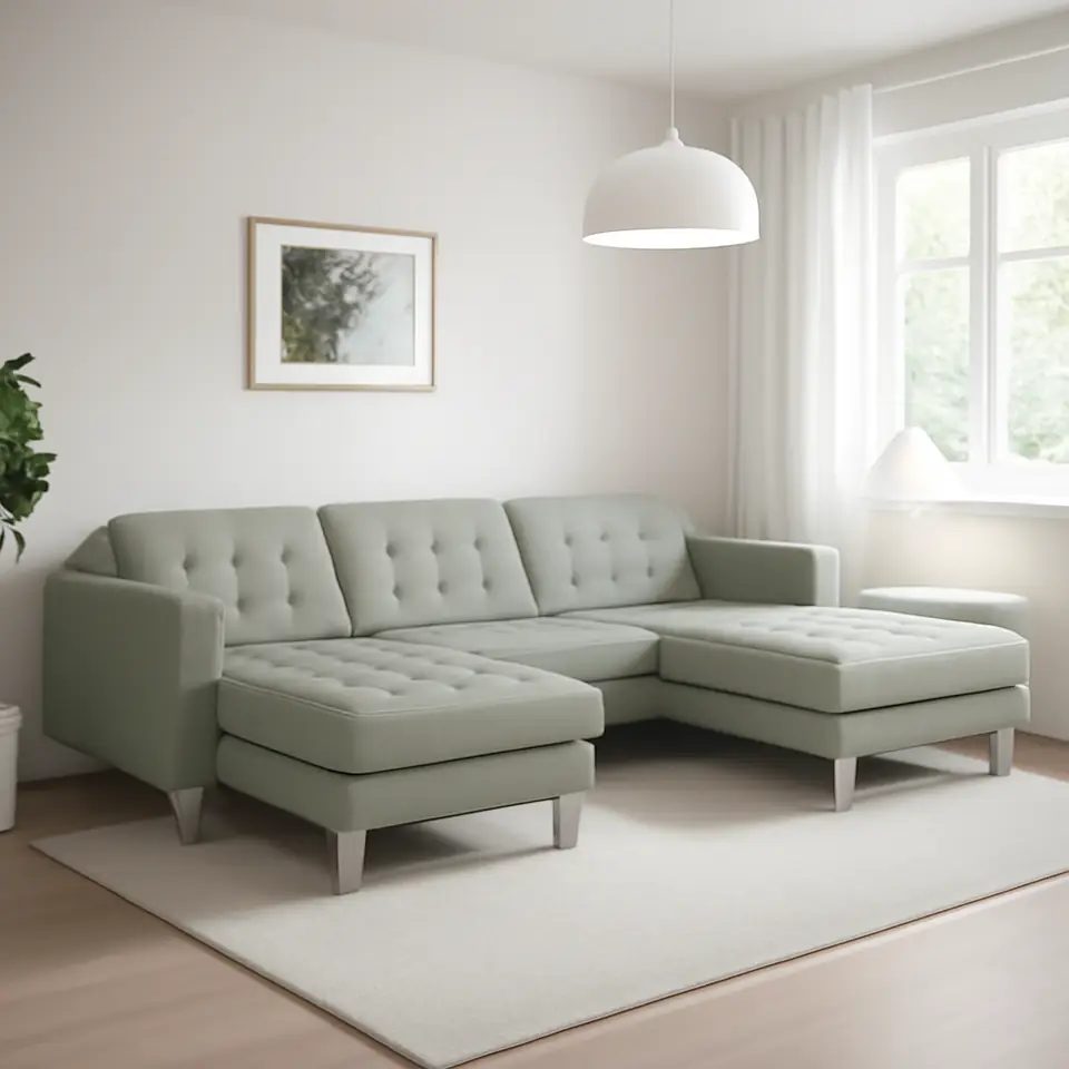 Møbelmontering LANDSKRONA 5-pers. sofa, med chaiselonger/Gunnared lysegrøn/metal | Professionel Møbelmontør