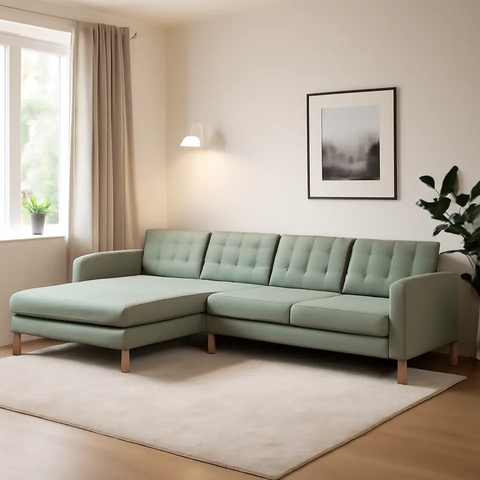 Møbelmontering LANDSKRONA 5-pers. sofa, med chaiselonger/Gunnared lysegrøn/træ | Billig & Hurtig i København