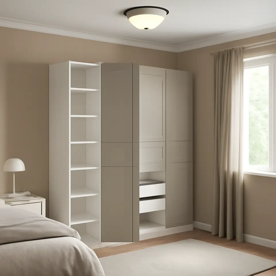 Møbelmontering PAX / FLISBERGET Garderobeskab, hvid/lys beige, 200x60x236 cm | Billig & Hurtig i København
