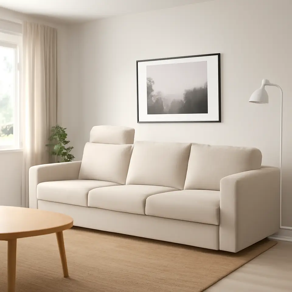Møbelmontering VIMLE 3-pers. sofa, med nakkepude/Gunnared beige | Professionel Møbelmontør