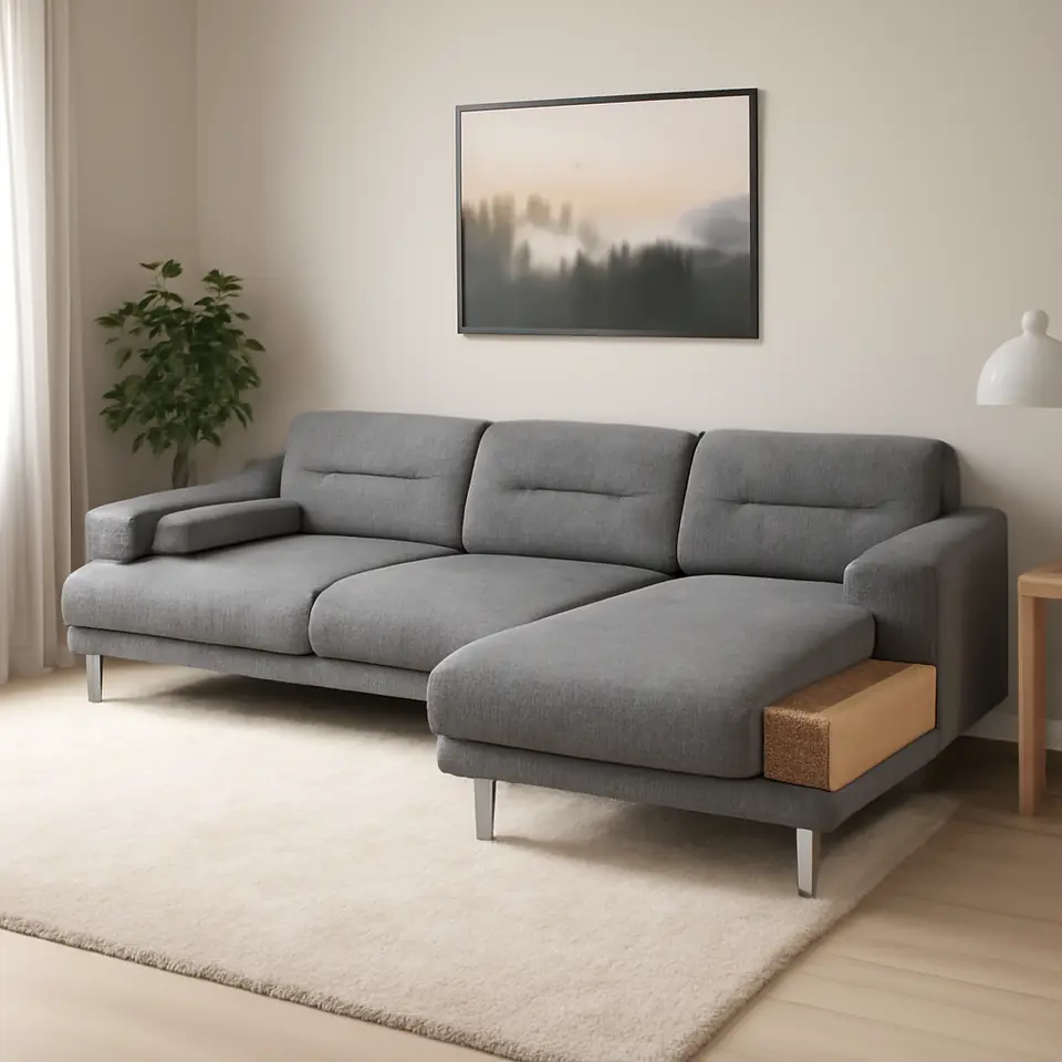 Møbelmontering LÅNGARYD 3-pers. sofa med chaiselong, højre, Lejde grå/sort/metal | Billig & Hurtig i København