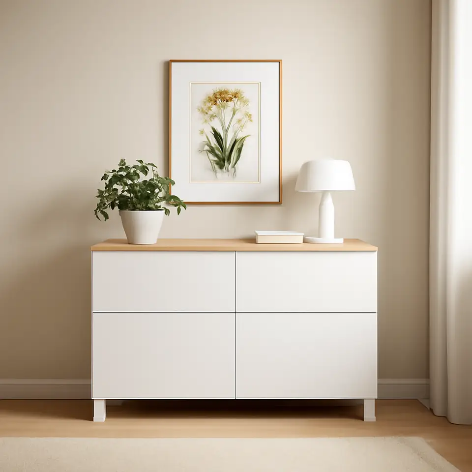 Møbelmontering BESTÅ Opbevaringskom låger/skuffer, hvid/Lappviken/Stubbarp hvid, 120x42x76 cm | Billig & Hurtig i København