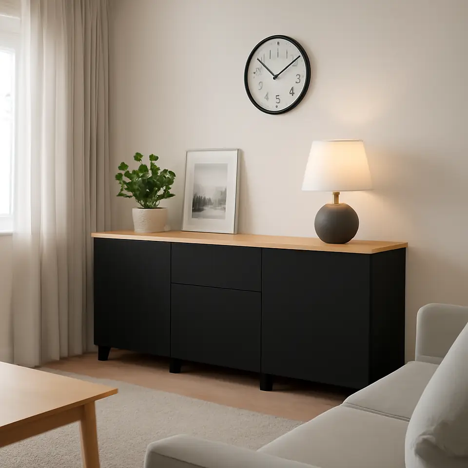 Møbelmontering BESTÅ Opbevaring med skuffer, sortbrun/Lappviken/Stubbarp sortbrun, 180x42x76 cm | Fast Pris i Storkøbenhavn