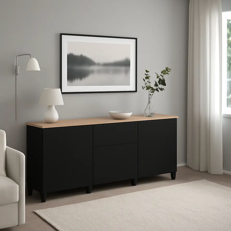Møbelmontering BESTÅ Opbevaring med skuffer, sortbrun/Lappviken/Stubbarp sortbrun, 180x42x76 cm | Samling af Møbler i Rødovre & Kbh
