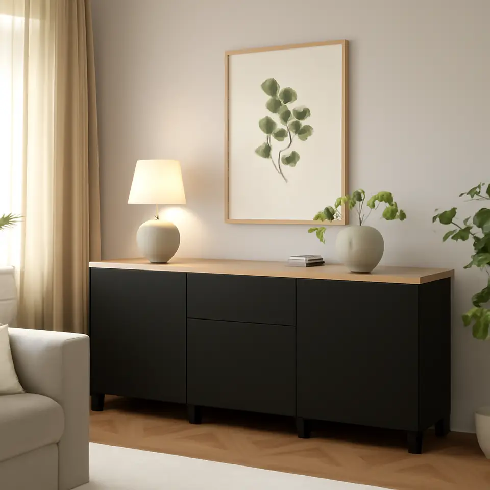 Møbelmontering BESTÅ Opbevaring med skuffer, sortbrun/Lappviken/Stubbarp sortbrun, 180x42x76 cm | Få et tilbud i dag