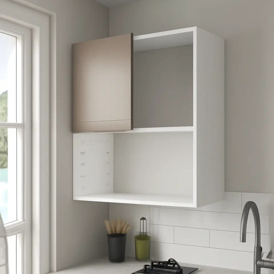 Møbelmontering METOD Vægskab til mikroovn, hvid/Upplöv mat, mørk beige, 60×80 cm | Professionel Møbelmontør