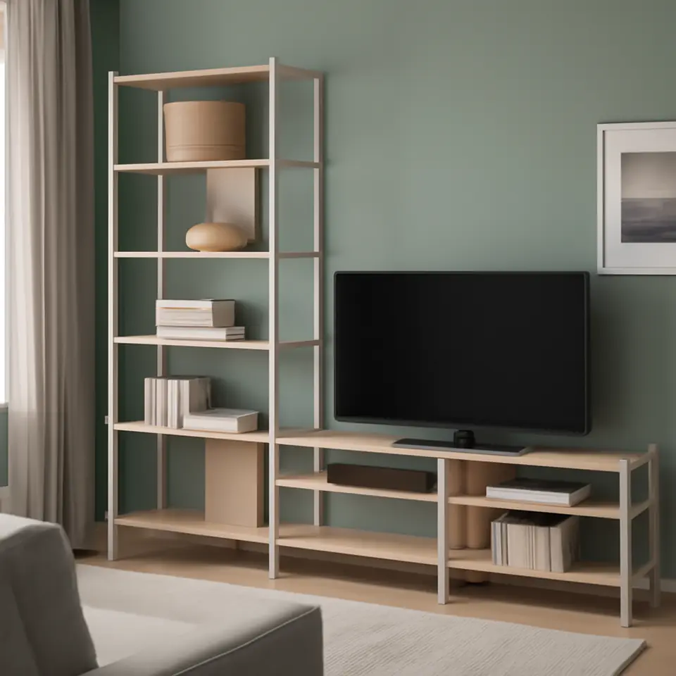 Møbelmontering JÄTTESTA Tv-møbel, kombination, hvid/lys bambus, 240x40x195 cm | Fast Pris i Storkøbenhavn