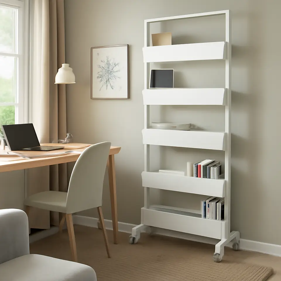 Møbelmontering MITTZON Stel m hjul/beholder/kabelkasse, hvid, 85×205 cm | Få et tilbud i dag