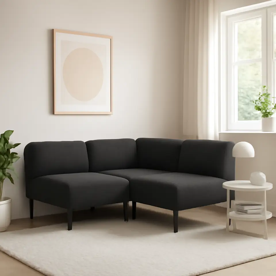 Møbelmontering LILLEHEM Modulopbygget hjørnesofa, 2-pers., Gunnared mørkegrå/metal | Professionel Møbelmontør