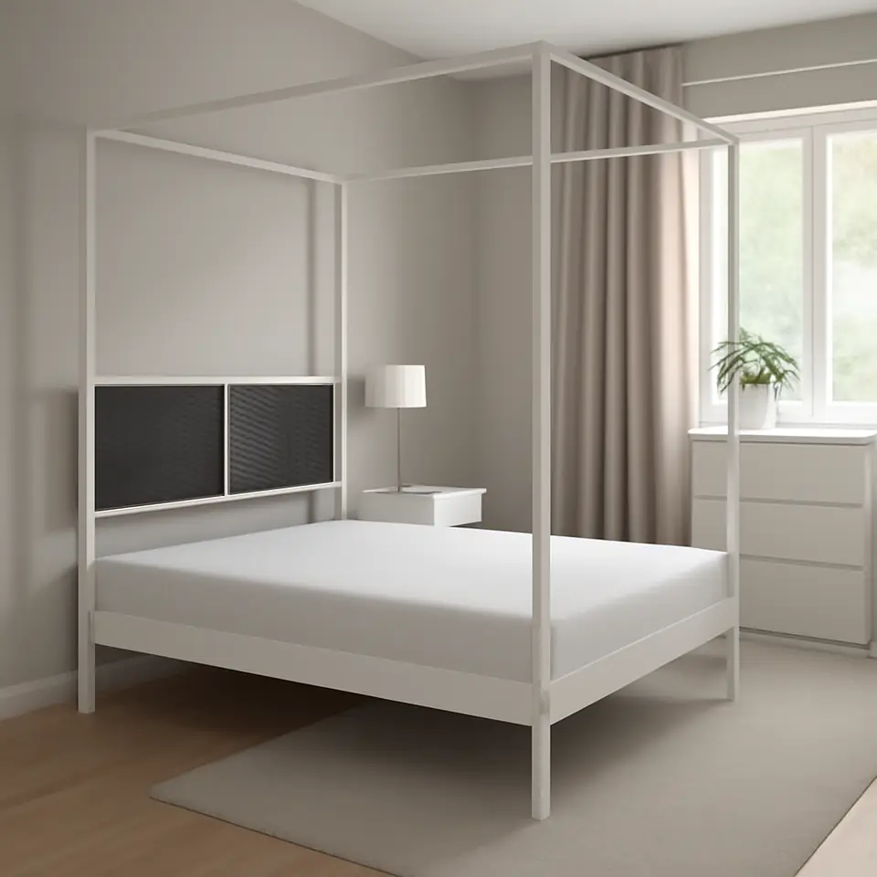 Møbelmontering VITARNA Stel til himmelseng, hvid Luröy/Skådis sort, 140×200 cm | Billig & Hurtig i København